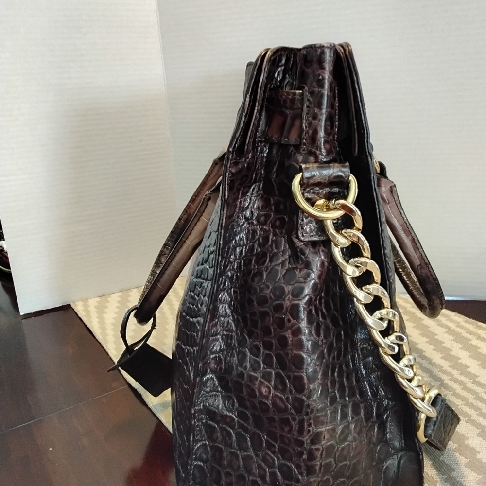 Michael Kors Hamilton Tote Leather Brown Ombre Croc-Embossed - Picture 3 of 9